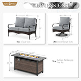 Sophia & William Metal Patio Furniture Set with Fire Pit Table, 4 Pieces
