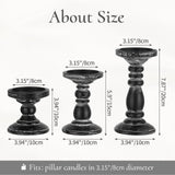 Inweder Wood Pillar Candle Holder: 3Pcs Rustic Black Candle Holders for Pillar Candles Wood Candle Holders Distressed Wooden Farmhouse Candle Holder Large Rustic Candle Holder for Fireplace Table