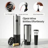 Electric Wine Opener Gift Set — Rechargeable All-in-One Wine Accessories Kit with Automatic Bottle Opener, Foil Cutter, Vacuum Stopper, Aerator & Dispenser — Best Wine Lover Gifts for Women & Men