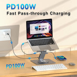 Laptop Docking Station Stand 11-IN-1 Triple Display HDMI DP 4K60Hz Gigabit Ethernet USB3.1 PD100W SD/TF Card Reader Audio