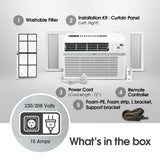 LG 18,000 BTU Window Air Conditioner, 230/208V, Cools 1,000 Sq.Ft. (25' x 40' Room Size), Quiet Operation, Electronic Control with Remote, 3 Cooling & Fan Speeds, Auto Restart, White