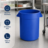 Getzi 6 Pack 20 Gallon Blue Round Commercial Trash Can, Heavy-Duty