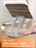 Tounee Book Stand for Reading, Telescopic Book Holder, Adjustable Height Pull Out Design Ergonomic Cookbook Stand with Elastic Page Clips Fits All Books