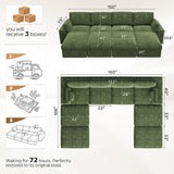 ReeQuo 150" Oversized Sleeper Sofa Cloud Couch Modular Sectional Sofa Green