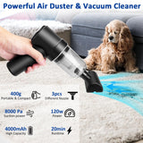 Honlibey 8Kpa Mini Handheld Vacuum Cleaner,120W High Power Cordless Car Vacuum, 2 in 1 Keyboard Vacuum & Air Duster with LED Light & Multi-Nozzles for Car, Computer, Sewing Machine