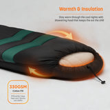 Rangland Sleeping Bag with Built-in Pad (AirPack Sleeper) - All-in-One Inflatable Sleeping Pad and Zip-Up Blanket for Camping with Built-in Foot Pump (Black/Green) 80"×30"