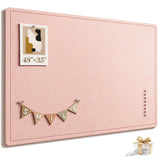 Large Bulletin Board, 48 X 35 Inches Felt Cork Board with 40 Pushpins, Foldable Felt Notice Pin Board Photo Display Board with Self-Adhesive Tape for Office Home School (Pink, 48x35 inch)
