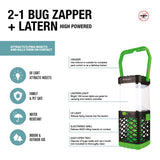 Brookstone 2-in-1 Bug Zapper + High-Powered Lantern - Dual-Mode Rechargeable Device
