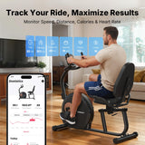 MERACH Recumbent Exercise Bike for Home, Self Powered Stationary Bike for Seniors Adults with 16-Level Automatic Resistance Adjustment, Resistance Bands