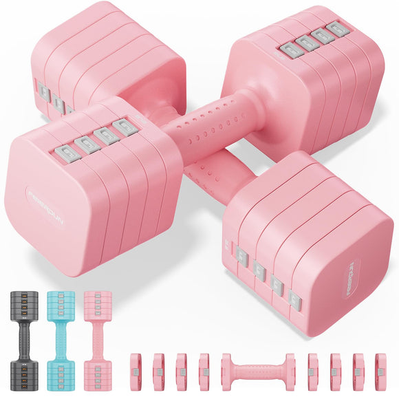 FEIERDUN Adjustable Dumbbell Set of 2, Each 2/4/6/8/10 lbs Weight for Women, Quick Adjust Weight, Double Locking Protection, Versatile Hand Weights for Home Gym & Outdoor Exercise FEIERDUN