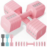 FEIERDUN Adjustable Dumbbell Set of 2, Each 2/4/6/8/10 lbs Weight for Women, Quick Adjust Weight, Double Locking Protection, Versatile Hand Weights for Home Gym & Outdoor Exercise FEIERDUN