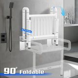NEWTRY Upgraded 21” Folding Shower Seat Wall Mounted, 660lb Fold Down Shower Seat with Support Armrests & footrest, Foldable Shower Chair for Home Care Seniors Disabled, for Bathroom Inside Shower