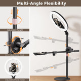 LULED 11" Desk Ring Light, Ring Light with Tripod Stand, Overhead Phone Mount for Video Recording & Tripod for Cooking, Live Streaming TikTok & YouTube, with Bluetooth Remote Compatible with iPhone