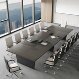 Conference Table for 8-10 People with Built-in Power Box and Cable Management, 2" Thick Rectangular Meeting Table