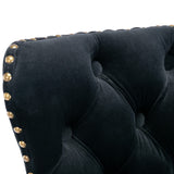 MOOLSUN Rotating Velvet Bar Stools Set of 6, Modern Padded with Nailhead Trim and Tufted Back, Adjustable Swivel Counter Height Stools for Kitchen Island, Bar, Club,Black(Black Base)