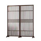 Folding Room Divider - 2 Panel Portable Privacy Screen, Heavy-Duty Wood Base, Dark Brown - Ideal for Home Office, Living Room, Space Separation and Decor