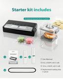 Zachvo 90kPa 10-in-1 Vacuum Sealer for Food, Double Heat Seal for for Bulk Meat Portioning, Dry & Moist Modes, Built-in Cutter and Bag Storage, Starter Kit with Bag Rolls and Hose, Black