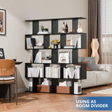 Set of 2 Geometric Bookcase, S-Shaped Modern Bookshelf, Room Divider Bookshelf
