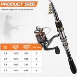 PLUSINNO Telescopic Fishing Rod and Reel Combos Full Kit, Carbon Fiber Fishing Pole, 12 +1 Shielded Bearings Stainless Steel BB Spinning Reel PLUSINNO