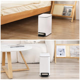 Slim Bathroom Trash Can with Lid Soft Close, Stainless Steel Garbage Can Step Trash Bin with Removable Inner Bucket for Bedroom