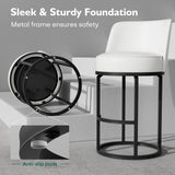 Ollega 26" White Counter Height Bar Stools Set of 6, Anti-Pinch Swivel