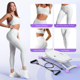 MERACH Balance Board for Adults, Rocking Stepper with Resistance Bands, Portable Wobble Board Featuring LCD Monitor, 300 lbs Capacity Ski Balance Trainer（Purple）