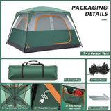OLIXIS 6 Person Camping Tent, 81in Tall Waterproof Windproof Tent with Double Layer, Large Mesh Windows & Carry Bag, Quick Setup for Family Outdoor, Backpacking, Hiking, Green