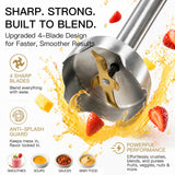 MegaWise 5-in-1 Immersion Hand Blender, Titanium Reinforced Blades (80% Sharper), 12-Speed Powerful Stick Blender with 500ml Chopper, 600ml Beaker, Whisk & Milk Frother for Smoothies, Baby Food & Soup