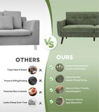 Tbfit 77.2" W Linen Sofa Couch, Mid Century Modern Decor Loveseat Couches for Living Room, Button Tufted Upholstered Small Couch for Bedroom, Solid, and Easy to Install Love Seats Furniture, Green