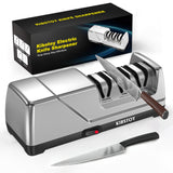 Knife Sharpener Electric, 3-Stage Professional Kitchen Sharpener with 100% Diamond Abrasive, 15° Precision Angle, Magnetic Dust Box, Fast Sharpening & Repair for Chef Knife, Paring Knife