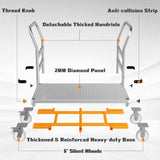 Heavy Duty Platform Truck 3000 lb Capacity, 44" x 28" Steel Flatbed Cart with 2 Detachable Handles