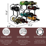 Buruis Countertop Wine Rack, 14-Bottle Modern Freestanding Metal Holder for Red and White Wine, Tabletop, Kitchen, Bar, and Cabinet Storage (Black)
