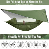 G4Free Large Camping Hammock with Mosquito Net and Rain Fly- 2 Person Portable Hammock with Bug Net and Tent Tarp for Outdoor Hiking Camping Backpacking Travel(Army Green with Rain Fly)