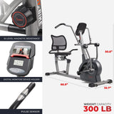 Sunny Health & Fitness Elite Recumbent Cross Trainer & Elliptical Machine with 12-Level Magnetic Resistance, Easy Adjust Seat & Exclusive SunnyFit® App Enhanced Bluetooth Connectivity