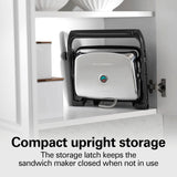 Hamilton Beach Panini Press Sandwich Maker & Electric Indoor Grill with Locking Lid, Opens Wide to Fit Any Thickness for Quesadillas, Burgers & More, Nonstick 8" x 10" Grids, Chrome (25460MNA)