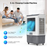 Bonnlo 2900 CFM Swamp Cooler with Remote Control, 3-In-1 Portable Evaporative Air Cooler, Cooling Fan with 15.8 Gal Water Tank, 12H Timer, Top Water Adding for Outdoor & Indoor Use