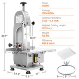 EKway Commercial Electric Meat Saw, 750W Bone Saw For Butchering,110V Meat Bandsaw, Bone Cutting Machine with 2 Saw Blades,0.39-4.3 Cutting Thickness,Sawing for Chicken Fish Chops Bone Trotter Beef