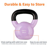Amazon Basics Vinyl Kettlebell for Strength Training and Workout, 30 Pounds, Wide Textured Handle, Light Purple