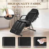 KIIUMI Tattoo Chair for Client, Facial Bed Esthetician Massage Headrest Table with Rolling Stool, Split Legs Design, Professional Beauty Lash Bed for Salon Spa Barber Massage Equipment, Black