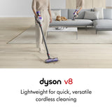 Dyson V8 Cordless Vacuum, Cleans Hard Floors and Carpets, Detangles, Converts to Handheld, 115AW, 2 Power Modes, Up to 40 Minutes¹
