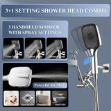 14 Inch Rain Shower Head with Handheld Spray Combo and Extention Arm, Rainfall Waterfall High Pressure Large Shower Heads, Dual Showerhead with 3-Way Diverter - Height/Angle Adjustable(Chrome)
