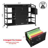 45" File Cabinet for Home Office, Mobile Office Storage Cabinet with Built-In Power Outlet, 2 Drawer Filing Cabinet with Lock
