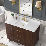 DELUXE LIVING 48 Inch Bathroom Vanity with Sink, Fully-Assembled, Warm Elm