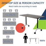 Folding Conference Room Table, Thicken Grey Tabletop, Flip Top Wooden Meeting Table for Office Conference Room, 61.0", Grey, 8