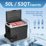 Antarctic Star 12 Volt Refrigerator,53QT(50L)Electric Cooler Compressor, Portable Refrigerator -4℉~68℉,Car Fridge 12/24V, BLACK