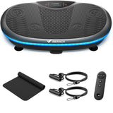 MERACH Vibration Plate Exercise Machine, 4D Whole Body Workout Vibrating Platform for Lymphatic Drainage Weight Loss Muscle Activation, Home Fitness Equipment with Bluetooth Light Pull Cord (Black)