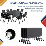 Mobile Flip Top Conference Tables 8 Pack with Wheels, Modular Training Meeting Table for Office School Classroom Seminar Collaboration Space (55.1IN)