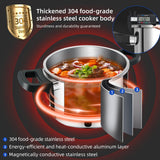 6.34 Quart Stainless Steel Pressure Cooker, Medium Size Stovetop Pressure Cooker, Induction Compatible, Heavy Duty, Even Heat Base for Daily Family Cooking