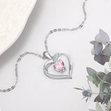Oseew Personalized Heart Birthstone Necklace for Women 10K 14K 18K Solid Gold Engraved Name Birthday Christmas Mother's Day Jewelry Gifts for Her