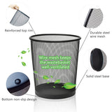 SHSYCER Black Mesh Trash Cans 4 Gallon, 10 Pack, Metal Wire Wastebaskets, Waste Basket Trash Can, Small Trash Cans, Recycling Garbage Container Bin for Office, Home, Bedroom